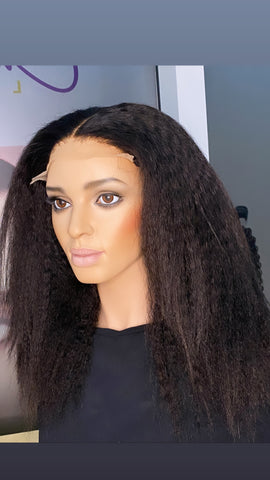 5x5 kinky straight closure wig