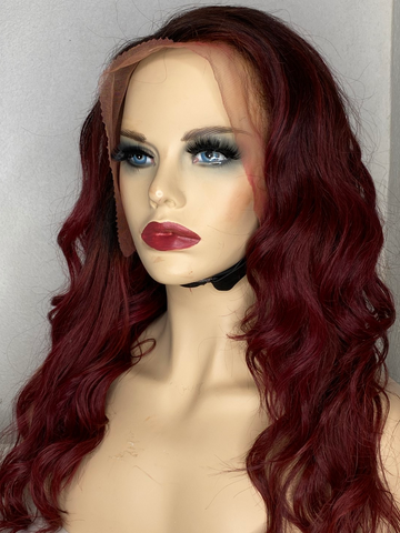red lace frontal wig
