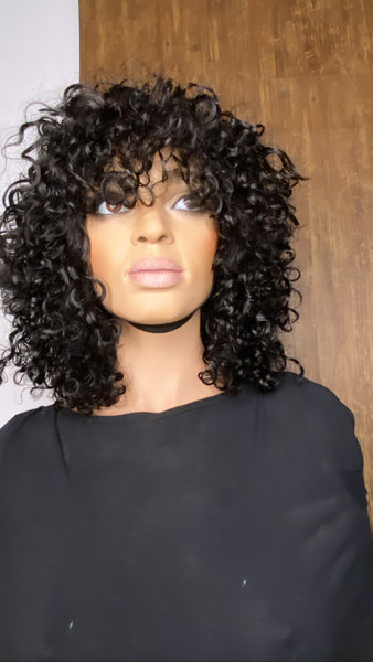 curly short wig with bangs