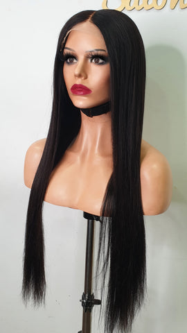 transparent lace 5by5  middle long wig uk